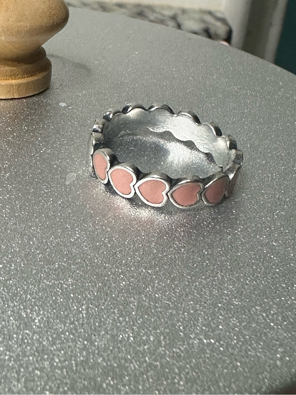 Enamel Connected Hearts Ring